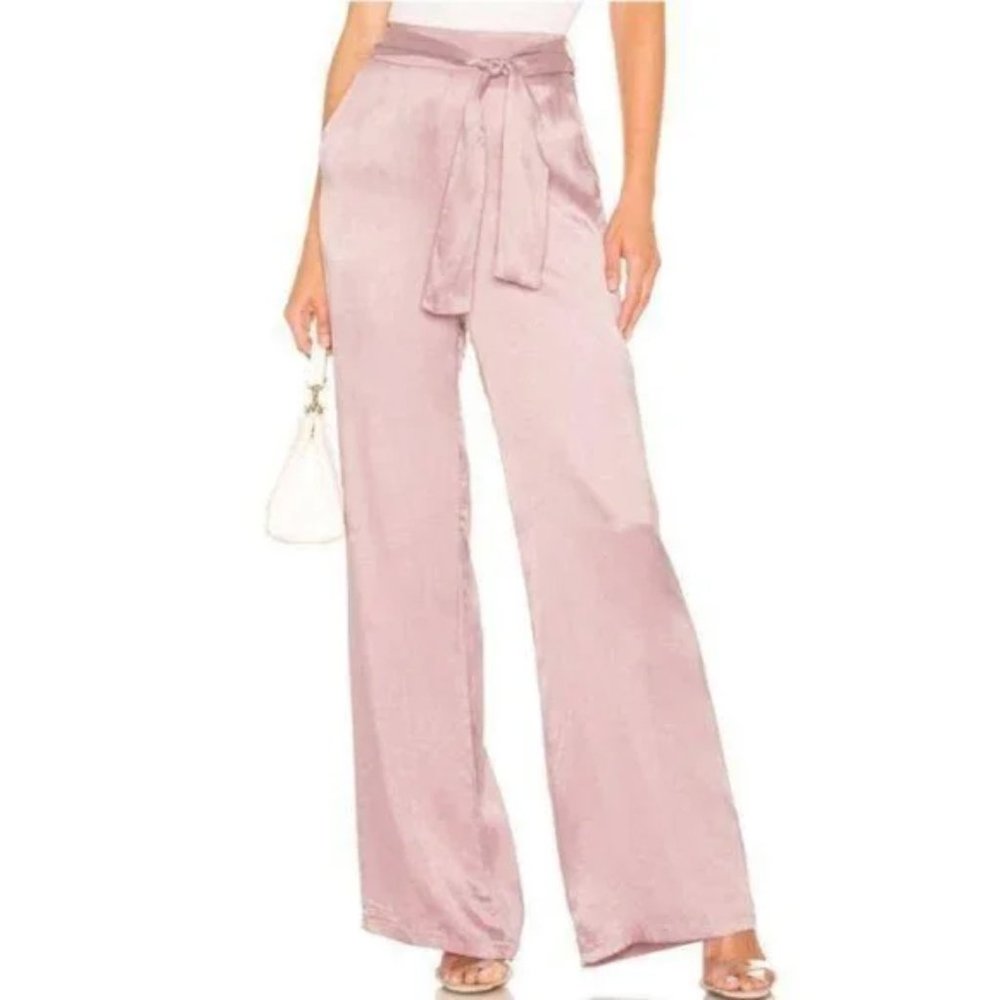 Lovers + Friends Wide Leg High Waist Cupro Silk Pants